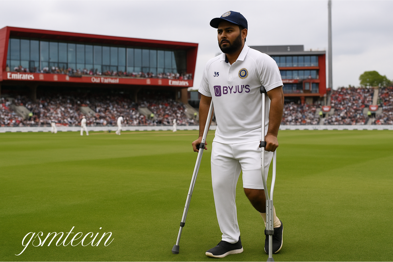 Pant on crutches at Old Trafford; 4th Test return uncertain